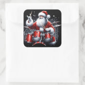 Rock and Roll Kerstmis met de Kerstman Vierkante Sticker (Tas)
