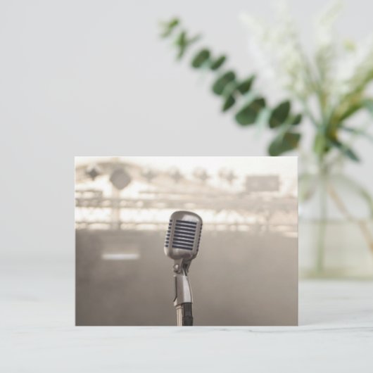 Rock And Roll Microphone Briefkaart (Staand voorkant)