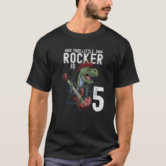 Rock and Roll Music T Rex Dinosaur 5th Birthday Bo T-shirt