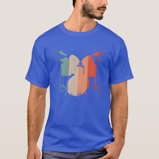 Rock and Roll-muziek Retro Drum Drummer of Band fr T-shirt