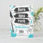 Rock and Roll Party Born Two Rock 2nd Birthday Kaart (Staand voorkant)