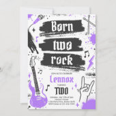 Rock and Roll Party Born Two Rock 2nd Birthday Kaart (Voorkant)