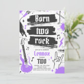 Rock and Roll Party Born Two Rock 2nd Birthday Kaart (Staand voorkant)