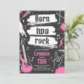 Rock and Roll Party Born Two Rock 2nd Birthday Kaart (Staand voorkant)