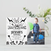 Rock and Roll Party Geboren Twee Rock Verjaardag F Kaart (Staand voorkant)