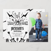 Rock and Roll Party Geboren Twee Rock Verjaardag F Kaart (Voorkant / Achterkant)