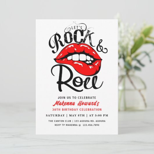 Rock and Roll Party, Rock & Roll BIRTHDAY Kaart (Staand voorkant)