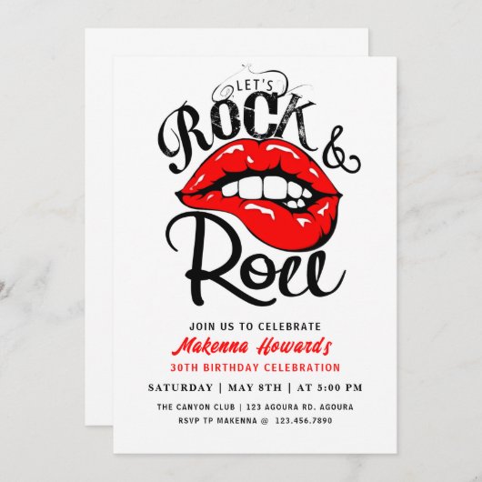 Rock and Roll Party, Rock & Roll BIRTHDAY Kaart (Voorkant / Achterkant)