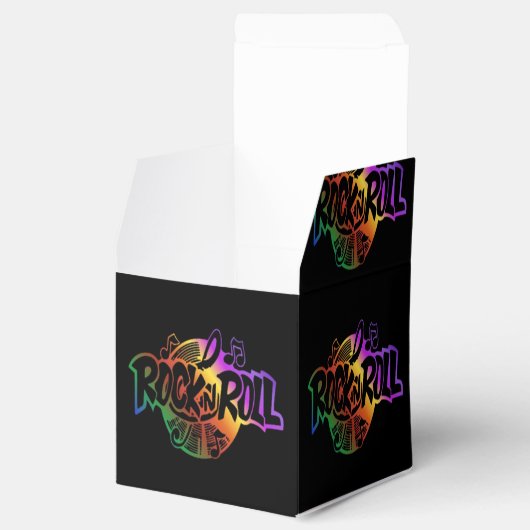 Rock and Roll Rainbow Music Pattern Cube Favor Box Bedankdoosjes (Geopend)