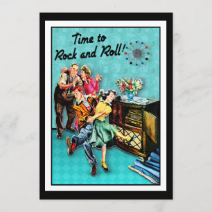 Rock and Roll Retro Jukebox Party Custom Kaart