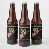 Rock and Roll Roze Zwart Goud 50ste Verjaardagsfee Bier Etiket (Flessen)