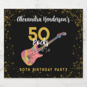Rock and Roll Roze Zwart Goud 50ste Verjaardagsfee Bier Etiket (Enkel label)
