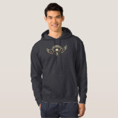 Rock And Roll Schedel Vleugelige Schild Hoodie (Voorkant volledig)