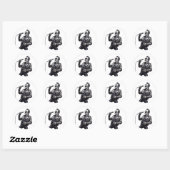 Rock and Roll Skelet Ronde Sticker (Vel)