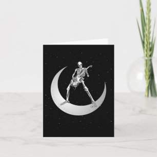 Rock And Roll Skelet Speelt Gitaar Rock On Maan Kaart