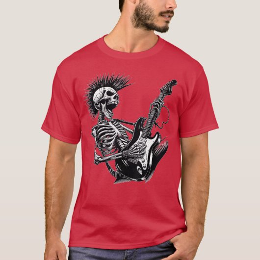 Rock and Roll Skelet speelt Gitaar T-shirt (Voorkant)