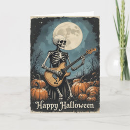 Rock and Roll Skeleton Halloween muziekliefhebbers Kaart