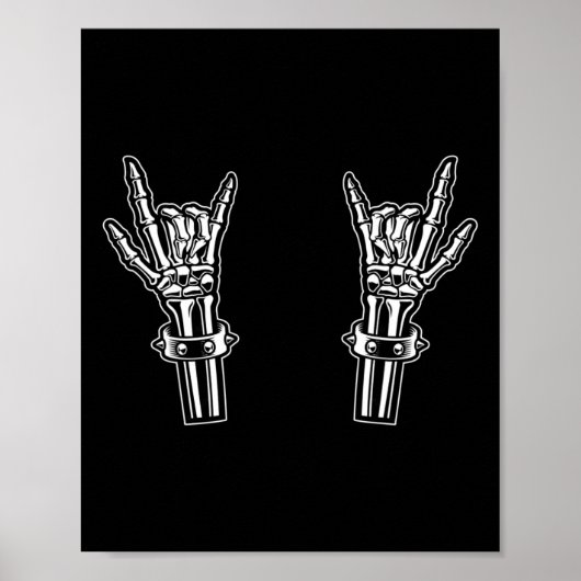 Rock and Roll Skeleton Handen Rock op Funny Rocker Poster (Voorkant)