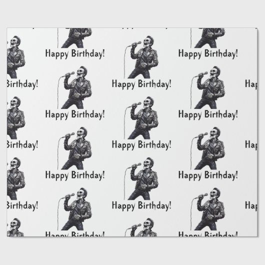 Rock and Roll Skeletons Verjaardagsfeest Cadeaupapier (Vlak)