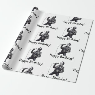 Rock and Roll Skeletons Verjaardagsfeest Cadeaupapier