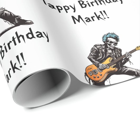 Rock and Roll Skeletons Verjaardagsfeest Cadeaupapier (Rol Hoek)