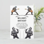 Rock and Roll Skeletons Verjaardagsfeest Kaart (Staand voorkant)