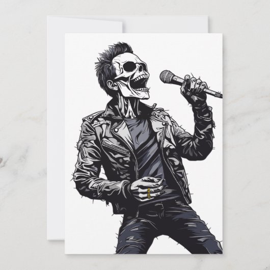 Rock and Roll Skeletons Verjaardagsfeest Kaart (Achterkant)