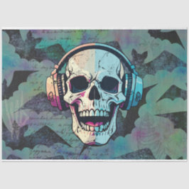 Rock and Roll Skull and Bats Decoupage Paper Tissuepapier