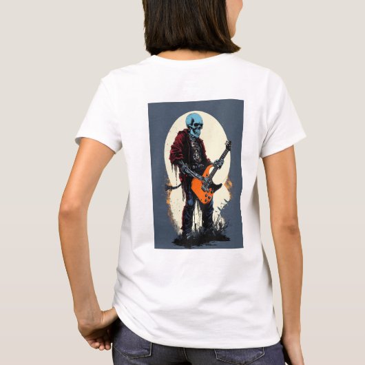 Rock and Roll Skull Sticker Classic T-shirt (Achterkant)