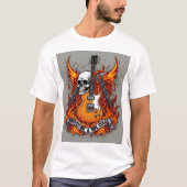 Rock and Roll Skull Tattoo T-Shirt - Edgy Skull & (Voorkant)