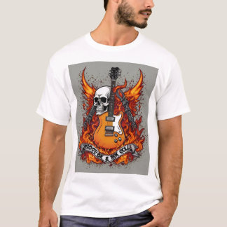 Rock and Roll Skull Tattoo T-Shirt - Edgy Skull &