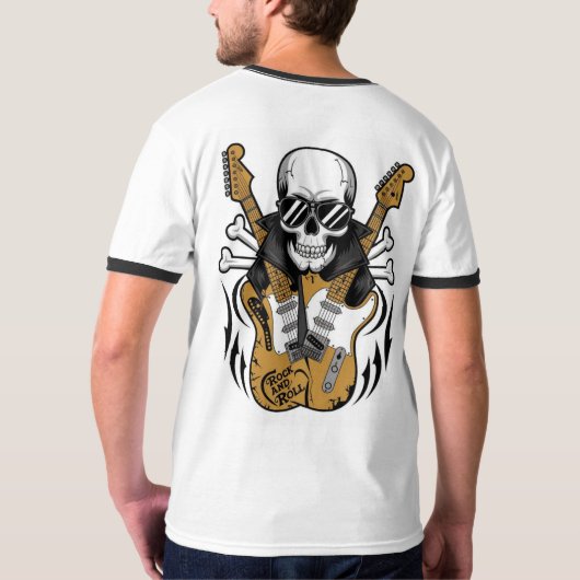 Rock and Roll Skulls en gitaren T-shirt (Achterkant)