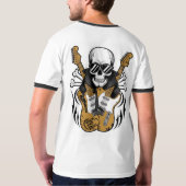 Rock and Roll Skulls en gitaren T-shirt (Achterkant volledig)