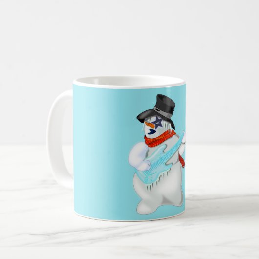 Rock and Roll Snowman Coffee Mok (Voorkant links)