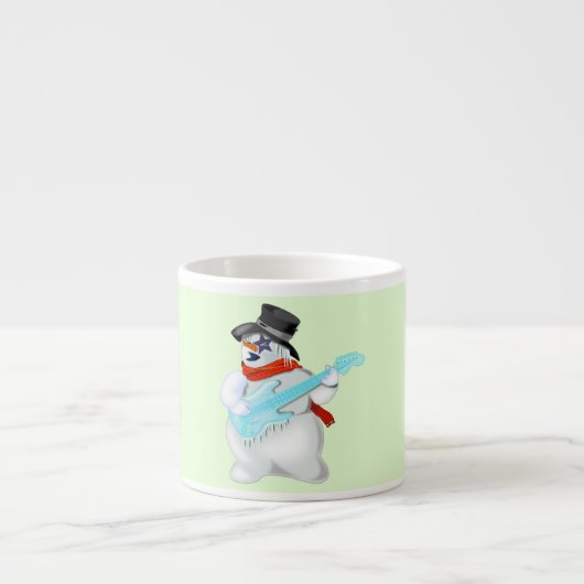 Rock and Roll Snowman Espresso Cup Kop (Voorkant)
