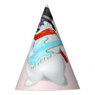 Rock and Roll Snowman Paper Party Pet Feesthoedjes