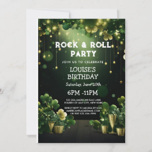 Rock and Roll St Patrick Party klaver en goud Kaart