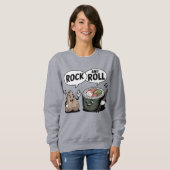 Rock and Roll Sushi Cartoon Pun Trui (Voorkant volledig)