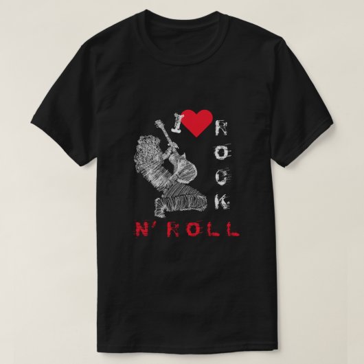 Rock and Roll T-Shirt Rock Muziek Gitaar Speler (Design voorkant)