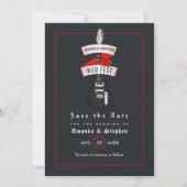 Rock and Roll Trouw Monogram Save The Date (Voorkant)