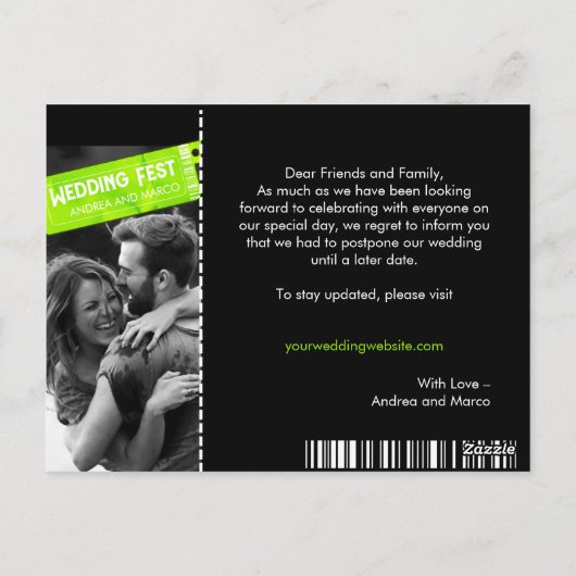 Rock and Roll Trouwupdate Trouwannulering Briefkaart (Achterkant)