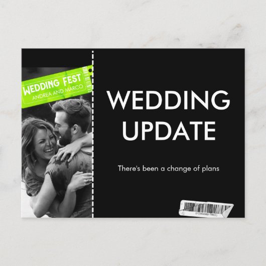 Rock and Roll Trouwupdate Trouwannulering Briefkaart (Voorkant)