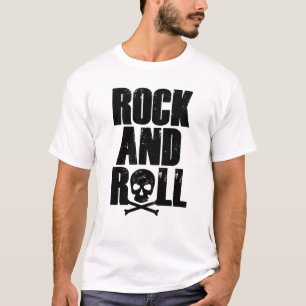 Rock and Roll-typografie met schedel T-shirt