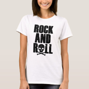Rock and Roll-typografie met schedel T-shirt