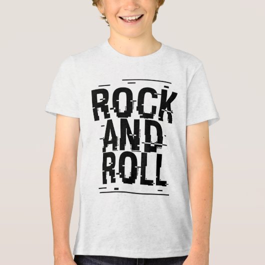 Rock and Roll typografisch logo-ontwerp Tri-Blend Shirt (Voorkant)