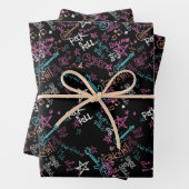 Rock and Roll Verjaardagspapier Inpakpapier Vel (In situ)