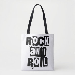 Rock and Roll vet en vervaagd logo ontwerp Tote Bag