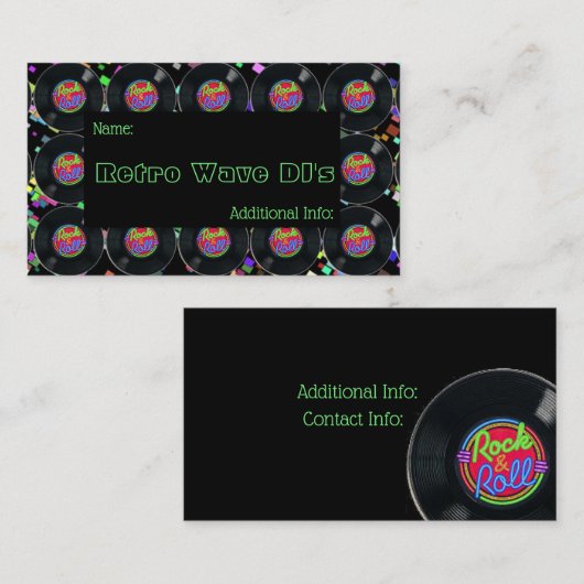 Rock and Roll Vinyl Visitekaartje (Voorkant / Achterkant)