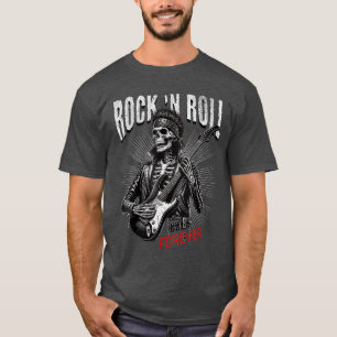 Rock and Roll Voor Altijd Skelet Gitaar Spelende P T-shirt