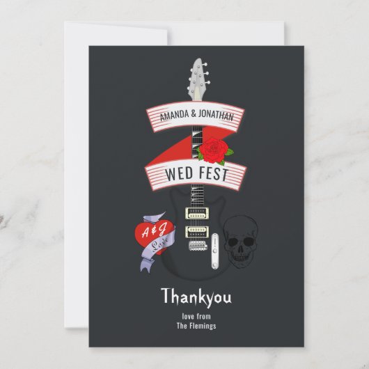 Rock and Roll Wedding Bedankkaart (Voorkant)